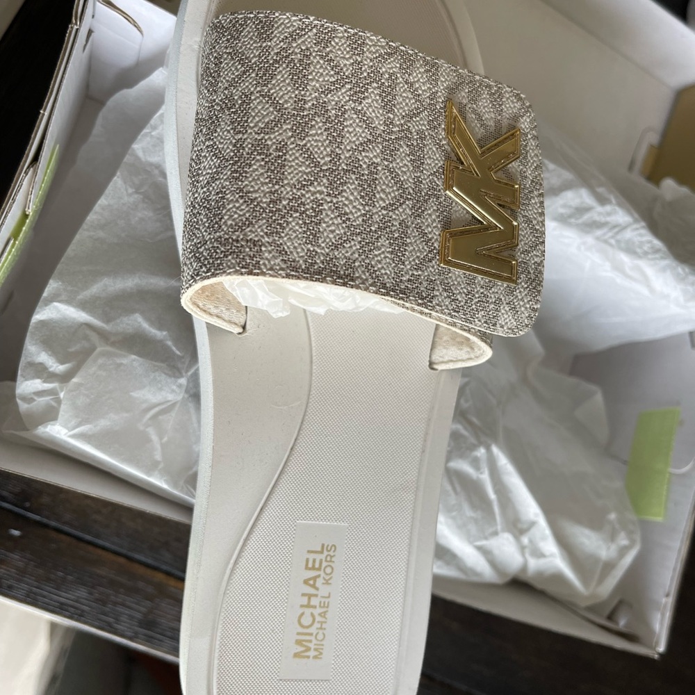 Michael Kors Cream Platform Slides